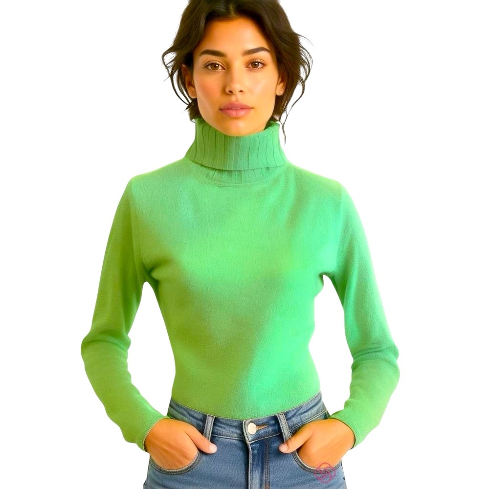 Kinross Bright Green Turtleneck Sweater
